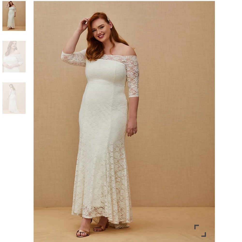 IVORY LACE OFF SHOULDER FIT & FLARE WEDDING DRESS